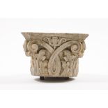 A column capitalMarble Volutes and acanthus leaves decoration25x37x35 cm