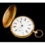 A pocket watchGold 750/1000 M. Barry London, mechanism nr. 67029 White dial of Roman numbering and