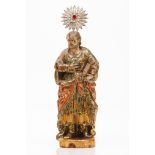 Saint FrancisPolychrome and gilt wooden sculpture Silver radiant halo Portugal, 18th century (