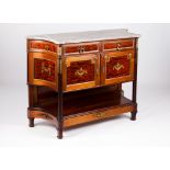 A Louis XVI style cupboardMahogany and bird's eye Gilt bronze mounts Two drawers, two doors and