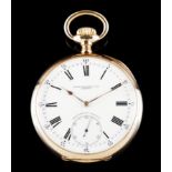 A Gondolo Patek PhilippeGold case 750/1000 White enamelled dial of Roman numbering and seconds wheel