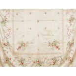 An Indo-Portuguese bedspreadIndo-Portuguese bedspread Silk-thread embroidered floral decoration 19th