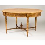 A Louis XVI style centre tableCarved and gilt wood decorated with scrolls, floral motifs and masks