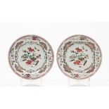 A pair of platesChinese export porcelain Polychrome floral decoration Yongzheng reign (1722-1735) (