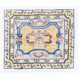 A tile panelA group of 48 glazed tiles Polychrome foliage motifs in blue, green, yellow and