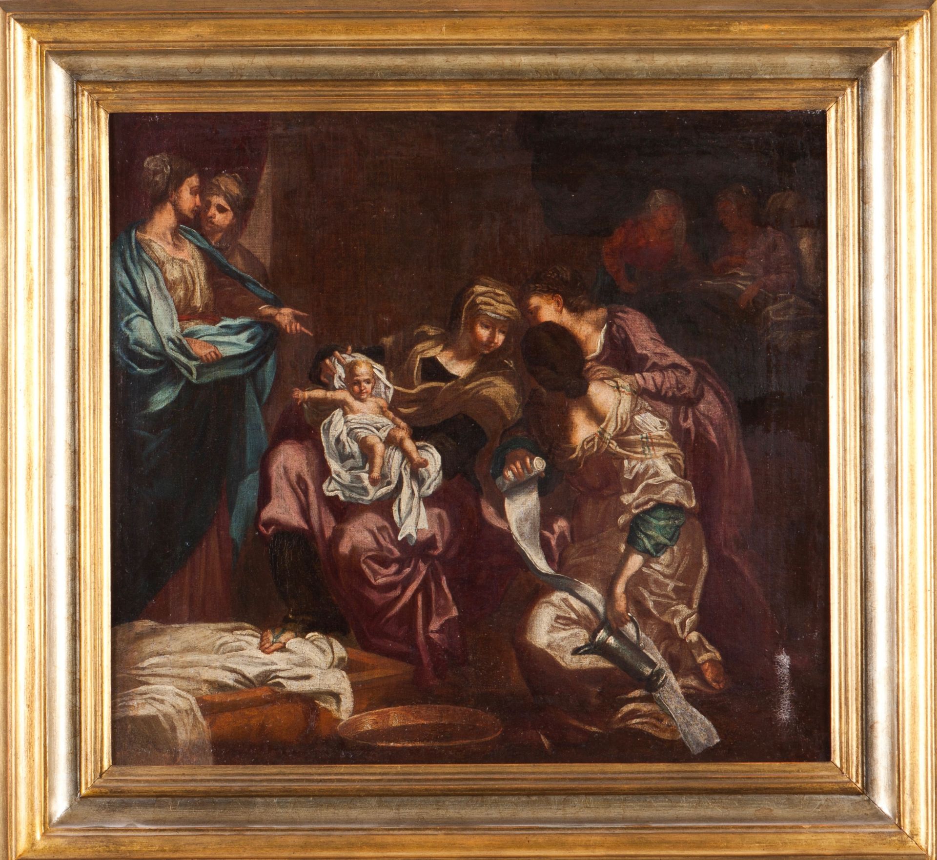 Portuguese school of the late 18th, early 19th centuryNativity of Our Lady Oil on canvas46x45,5 cm
