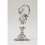 Toothpick holderPortuguese silver Female figure and trunk with foliage On a 3 foot plinth od