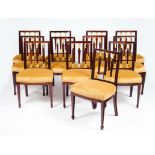 A set of six neoclassical chairsMahogany Pierced backs of carved and gilt decoration Upholstered