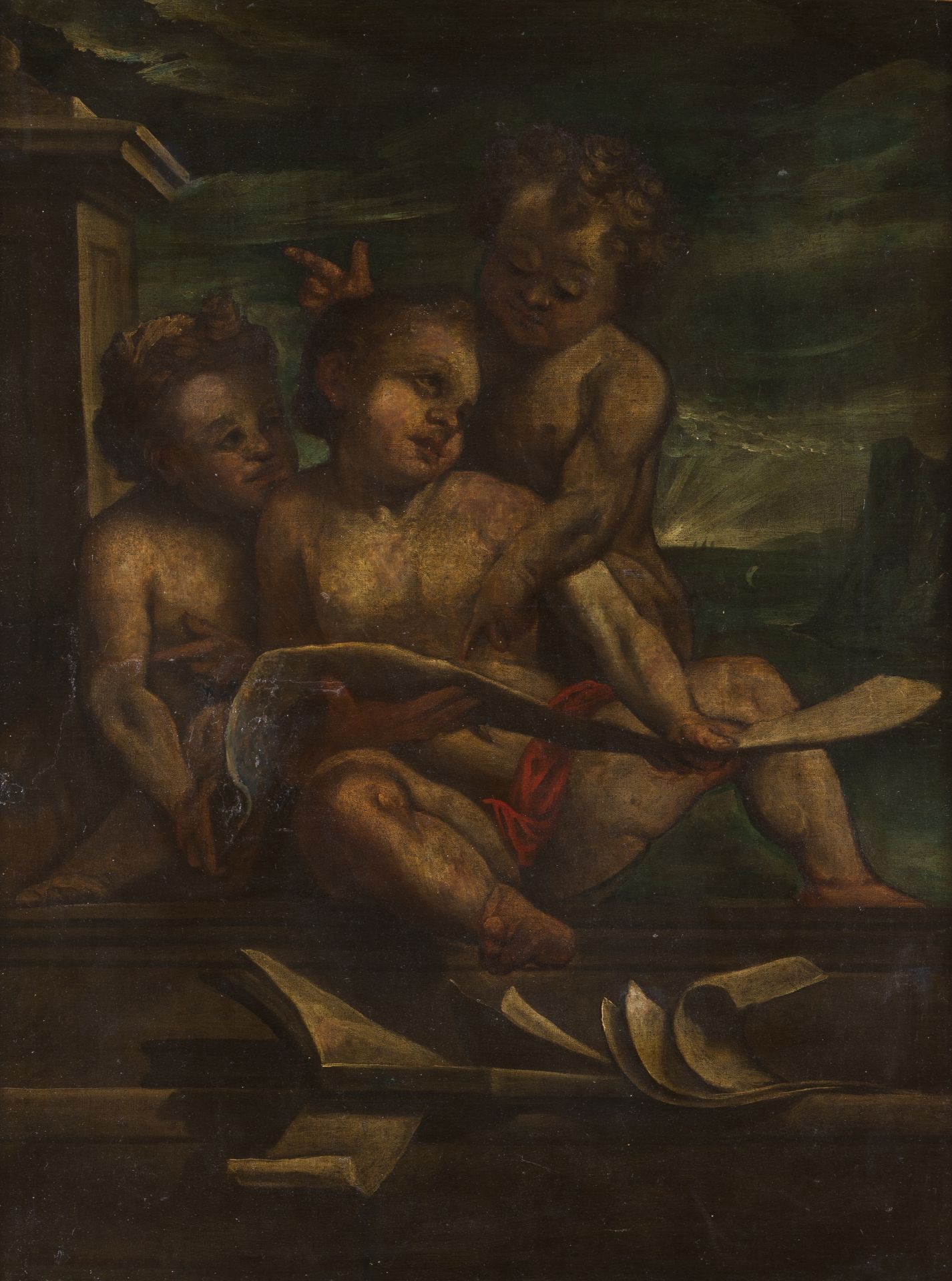 European school, 19th centuryAn Allegory to music and to literature A pair of oils on canvas91x69 cm - Image 2 of 2