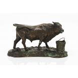 A bullPatinated bronze sculpture France, 20th century16x28x11 cm