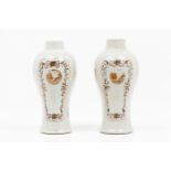 A pair of potsChinese export porcelain Sepia, gilt and grisaille decoration of floral motifs and