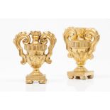 A pair of small sized D.Maria urnsCarved and gilt wood Portugal, 19th century (losses, faults and