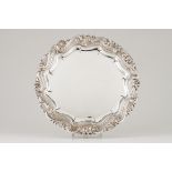 A salverPortuguese silver D.José style decoration Plain centre and raised acanthus leaves and