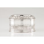 A tea caddy Portuguese silver Oval shaped body of vertical grooved band and cover of raised