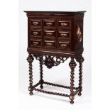 A cabinet on standMahogany and other timbers Ripple friezes Stand of scalloped and pierced aprons