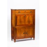 A Louis XVI fall front deskCherry wood Boxwood and ebony inlaid decoration Inner drawer and