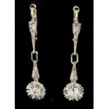 A pair of Belle Époque drop earringsGold and platinum Articulated element set with two Europa