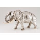 A large Luiz Ferreira elephantSilver and ivory Engraved and chiselled sculpture Oscillating head,