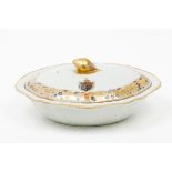 A vegetable dishChinese export porcelain Polychrome and gilt decoration of central armorial for