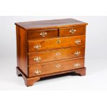 A D.Maria style chest of drawersChestnut Two short and three long drawers Yellow metal scalloped and