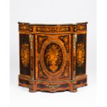 A Napoleon III low cabinetRosewood, jacaranda, satinwood and various dyed timbers Floral inlaid