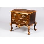 A small D.José style chest of drawersWalnut of gilt carved details Two small and one large drawer