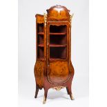A Louis XV style display cabinetRosewood, jacaranda and other veneers Marquetry decoration and