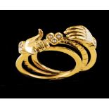 A commitment ringPortuguese gold hands Two hands holding heart set with small 8/8 cut diamonds