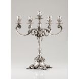 A five branch candelabrumPortuguese silver D.João V style Branches, shaft and stand of profuse