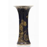 A cylindrical vaseChinese export porcelain Powder blue and gilt decoration Qianlong reign (1736-