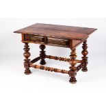 A Philippine "bufete" tableRosewood and other timbers Two drawers simulating four Turned legs and