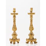 A pair of D.José candle holdersCarved and gilt wood of foliage motifs decoration Portugal, 18th