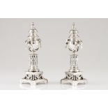 A pair of Luiz Ferreira cassolettesPortuguese silver Raised and chiselled Louis XVI decoration