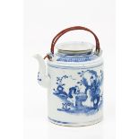 A teapot and coverChinese export porcelain Blue decoration of oriental figures Minguo period (1912-