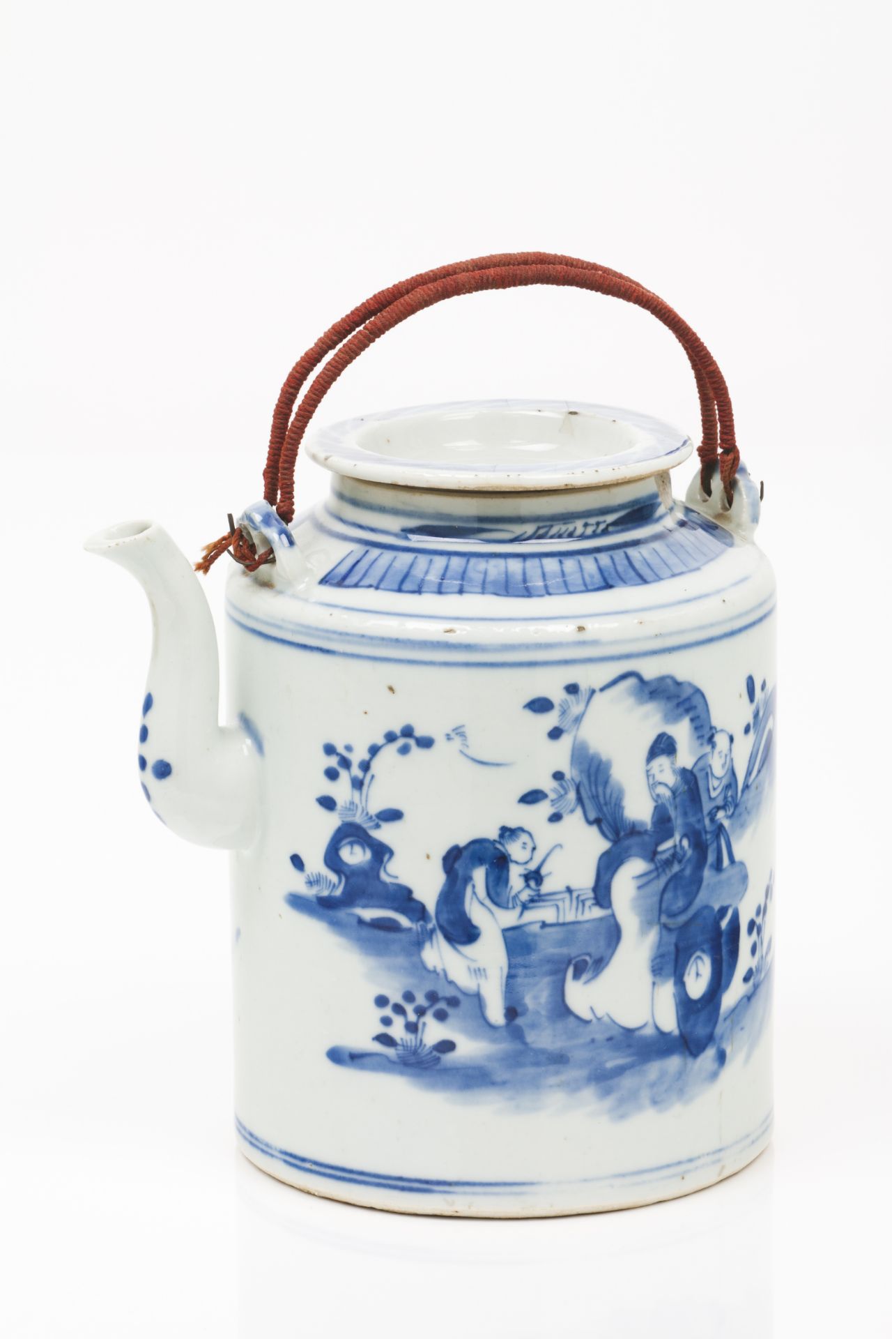 A teapot and coverChinese export porcelain Blue decoration of oriental figures Minguo period (1912-