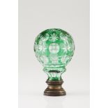 A staircase post finialGreen cut glass Metal fitting Height: 16 cm