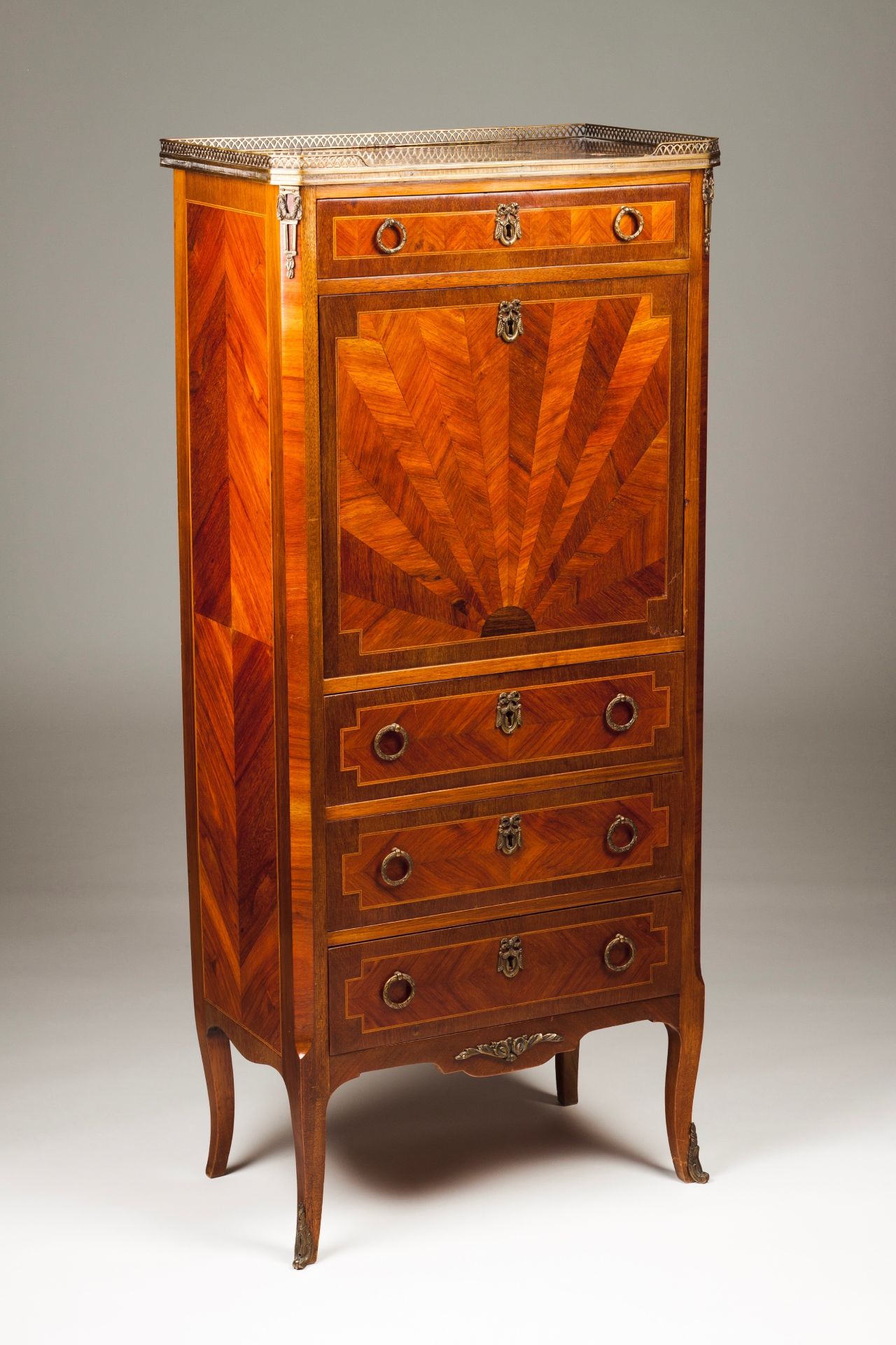 A Louis XVI style secretaire à AbattantSatinwood and other woods veneered With four drawers and