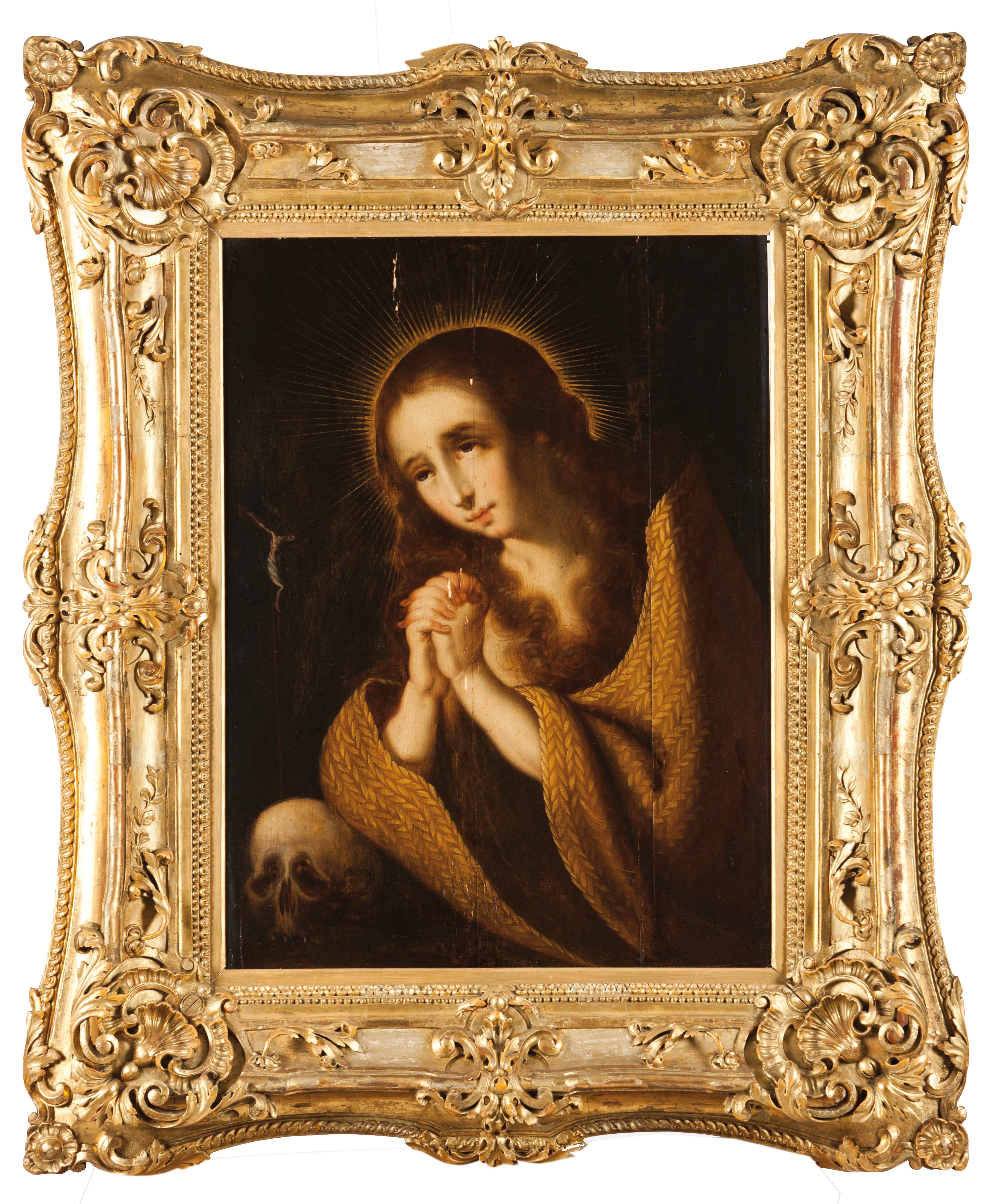 Flemish school, 17th centuryMary MagdaleneOil on boardruAntwerp Guild of Saint Luke marksCarv