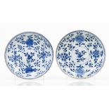A pair of deep platesChinese export porcelain Blue decoration with flowers Qianlong Period (1736-
