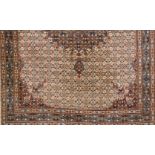 An oriental rug, IndiaWool and cotton Of Persian design in beige, blue and brown shades 292x253 cm