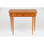 A D.Maria card taleSatinwood and rosewood One drawer Green baize lined interior Portugal, 19th