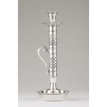 An unusual chamber stickPortuguese silver Cylindrical scalloped shaft of geometric decoration and