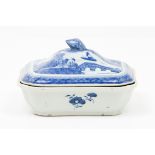 A vegetable dish and coverChinese porcelain Blue underglaze decoration of central river view with