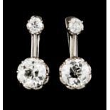 A pair of earringsSet with 4 brilliant cut diamonds (Europa) two totalling (ca. 0.30ct) and the