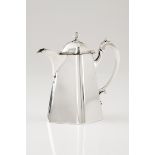 An Art Deco coffee potPortuguese silver Faceted body of vertical groove Grooved dome cover of