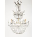 A D.Maria chandelierGlass and crystal drops and stones With six branches110x68 cm