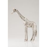 A Luiz Ferreira giraffeSilver and ivory Engraved and chiselled sculpture Oscillating neck and garnet