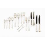 A part 12 covers cutlery set Portuguese silver Plain handles Soup spoons, meat knives and forks,