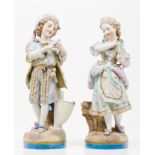 A pair of courting figuresPolychrome biscuit sculptures France, 19th century (minor losses and