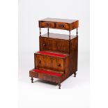 A library stepsRosewood Three drawers and enclosed compartment Textile lined steps Portugal, 20th